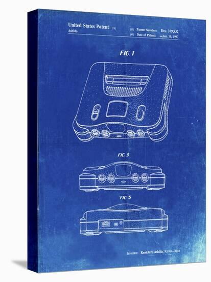 PP276-Faded Blueprint Nintendo 64 Patent Poster-Cole Borders-Stretched Canvas