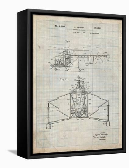 PP28 Antique Grid Parchment-Borders Cole-Framed Stretched Canvas