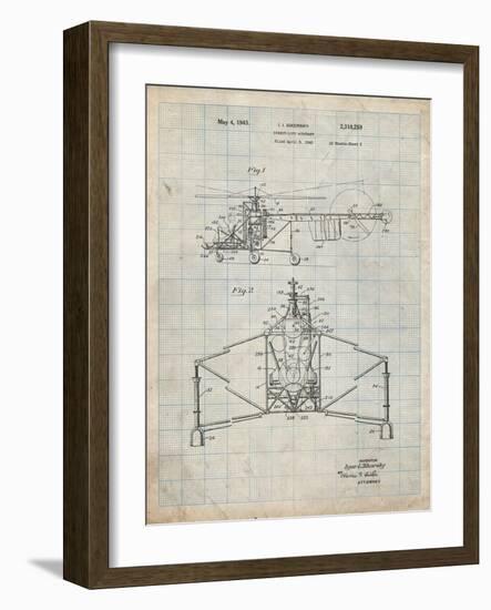 PP28 Antique Grid Parchment-Borders Cole-Framed Giclee Print