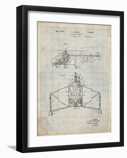 PP28 Antique Grid Parchment-Borders Cole-Framed Giclee Print