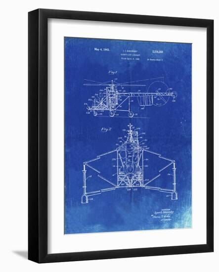 PP28 Faded Blueprint-Borders Cole-Framed Giclee Print