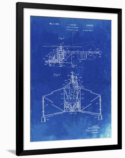 PP28 Faded Blueprint-Borders Cole-Framed Giclee Print