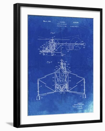 PP28 Faded Blueprint-Borders Cole-Framed Giclee Print