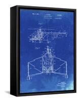 PP28 Faded Blueprint-Borders Cole-Framed Stretched Canvas