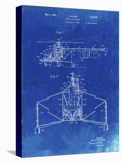 PP28 Faded Blueprint-Borders Cole-Stretched Canvas