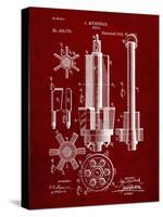 PP280-Burgundy Mining Drill Tool 1891 Patent Poster-Cole Borders-Stretched Canvas