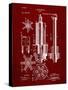 PP280-Burgundy Mining Drill Tool 1891 Patent Poster-Cole Borders-Stretched Canvas