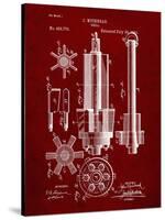 PP280-Burgundy Mining Drill Tool 1891 Patent Poster-Cole Borders-Stretched Canvas