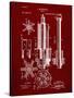 PP280-Burgundy Mining Drill Tool 1891 Patent Poster-Cole Borders-Stretched Canvas