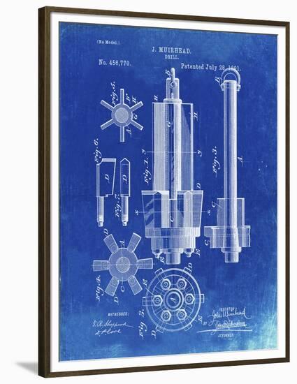 PP280-Faded Blueprint Mining Drill Tool 1891 Patent Poster-Cole Borders-Framed Premium Giclee Print