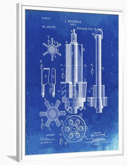 PP280-Faded Blueprint Mining Drill Tool 1891 Patent Poster-Cole Borders-Framed Premium Giclee Print