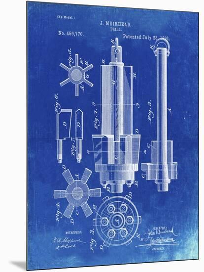 PP280-Faded Blueprint Mining Drill Tool 1891 Patent Poster-Cole Borders-Mounted Premium Giclee Print