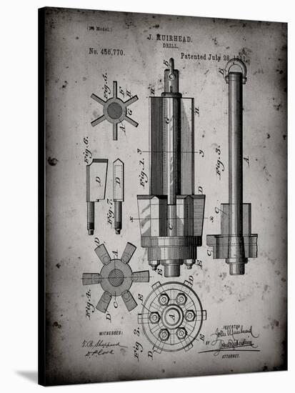 PP280-Faded Grey Mining Drill Tool 1891 Patent Poster-Cole Borders-Stretched Canvas