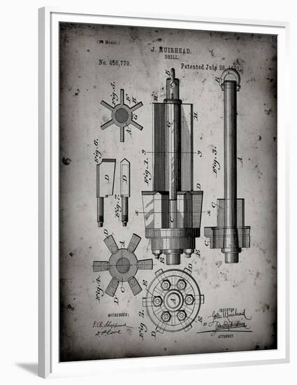 PP280-Faded Grey Mining Drill Tool 1891 Patent Poster-Cole Borders-Framed Premium Giclee Print