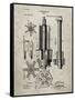 PP280-Sandstone Mining Drill Tool 1891 Patent Poster-Cole Borders-Framed Stretched Canvas