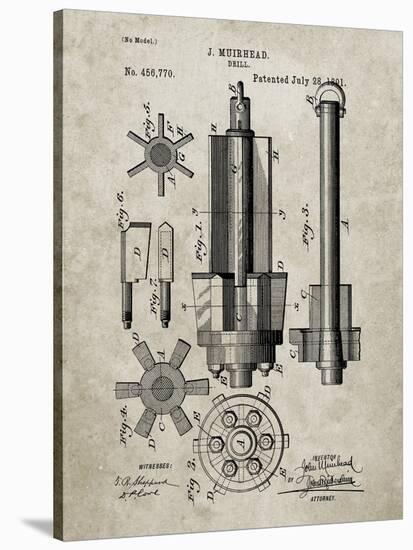 PP280-Sandstone Mining Drill Tool 1891 Patent Poster-Cole Borders-Stretched Canvas
