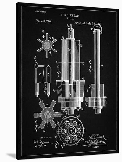 PP280-Vintage Black Mining Drill Tool 1891 Patent Poster-Cole Borders-Stretched Canvas