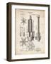 PP280-Vintage Parchment Mining Drill Tool 1891 Patent Poster-Cole Borders-Framed Giclee Print