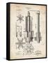 PP280-Vintage Parchment Mining Drill Tool 1891 Patent Poster-Cole Borders-Framed Stretched Canvas