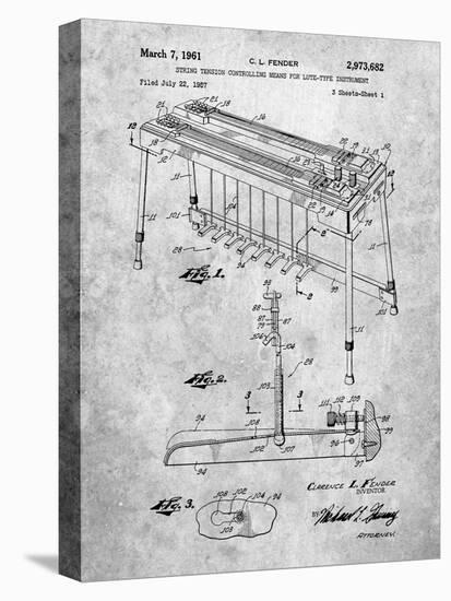 PP281-Slate Fender Pedal Steel Guitar Patent Poster-Cole Borders-Stretched Canvas