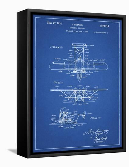 PP29 Blueprint-Borders Cole-Framed Stretched Canvas