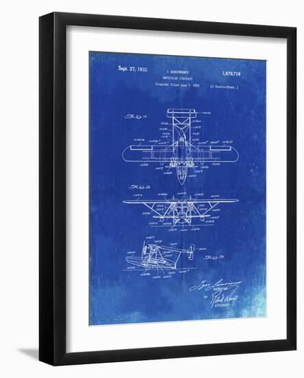 PP29 Faded Blueprint-Borders Cole-Framed Giclee Print