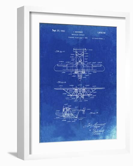 PP29 Faded Blueprint-Borders Cole-Framed Giclee Print