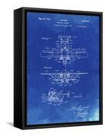 PP29 Faded Blueprint-Borders Cole-Framed Stretched Canvas