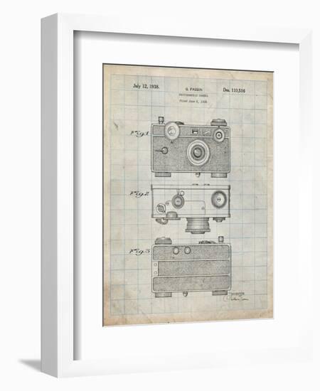 PP299-Antique Grid Parchment Argus C Camera Patent Poster-Cole Borders-Framed Giclee Print