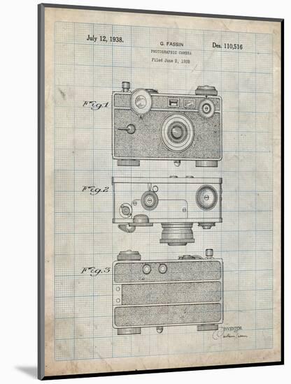 PP299-Antique Grid Parchment Argus C Camera Patent Poster-Cole Borders-Mounted Giclee Print