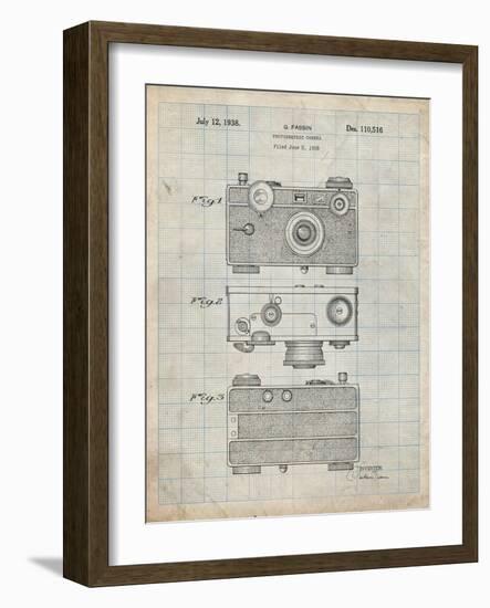 PP299-Antique Grid Parchment Argus C Camera Patent Poster-Cole Borders-Framed Giclee Print