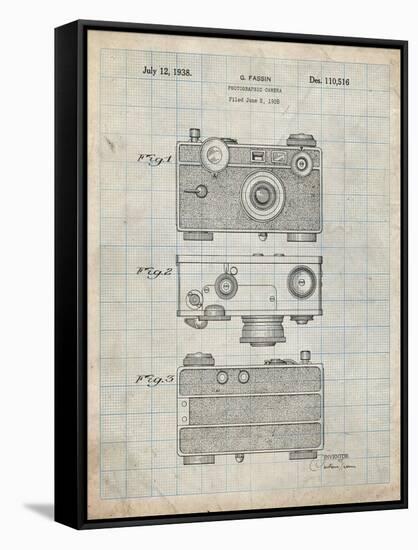 PP299-Antique Grid Parchment Argus C Camera Patent Poster-Cole Borders-Framed Stretched Canvas