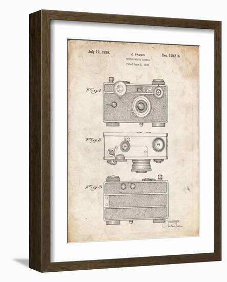 PP299-Vintage Parchment Argus C Camera Patent Poster-Cole Borders-Framed Giclee Print
