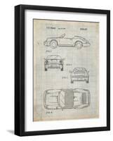 PP305-Antique Grid Parchment Porsche 911 Carrera Patent Poster-Cole Borders-Framed Giclee Print