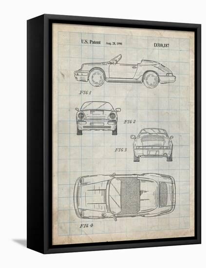 PP305-Antique Grid Parchment Porsche 911 Carrera Patent Poster-Cole Borders-Framed Stretched Canvas