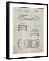 PP305-Antique Grid Parchment Porsche 911 Carrera Patent Poster-Cole Borders-Framed Giclee Print