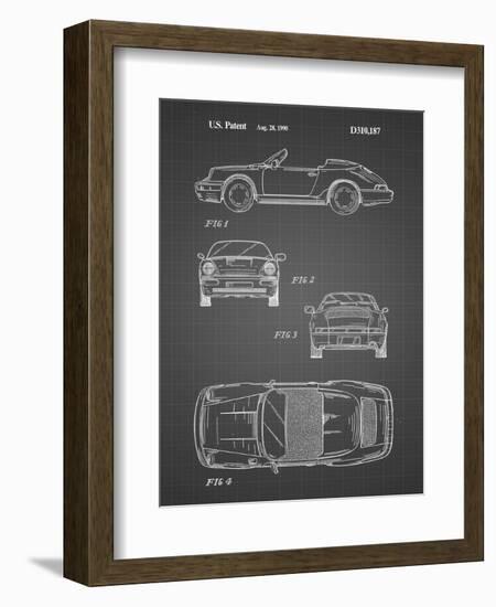 PP305-Black Grid Porsche 911 Carrera Patent Poster-Cole Borders-Framed Giclee Print