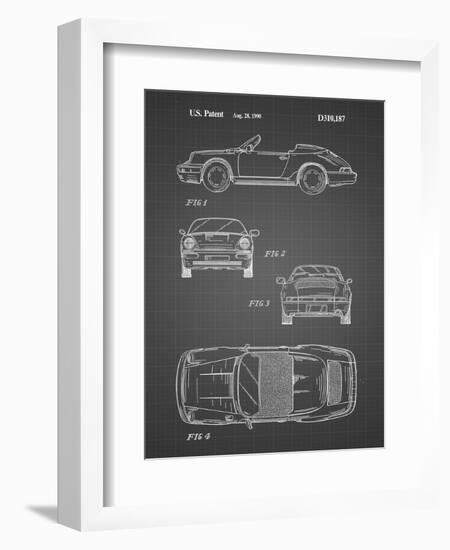 PP305-Black Grid Porsche 911 Carrera Patent Poster-Cole Borders-Framed Giclee Print