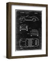 PP305-Black Grunge Porsche 911 Carrera Patent Poster-Cole Borders-Framed Giclee Print