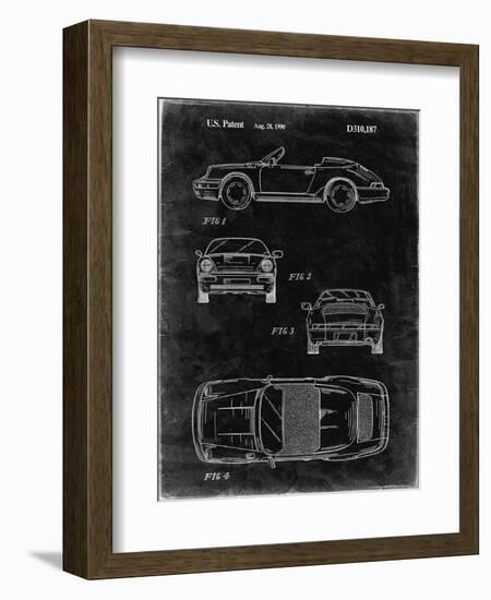 PP305-Black Grunge Porsche 911 Carrera Patent Poster-Cole Borders-Framed Giclee Print