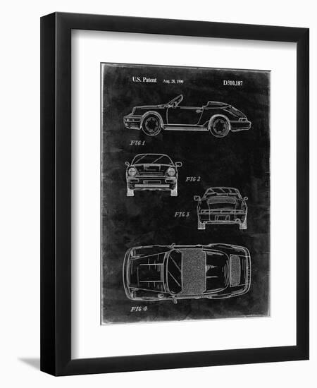 PP305-Black Grunge Porsche 911 Carrera Patent Poster-Cole Borders-Framed Giclee Print