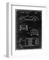 PP305-Black Grunge Porsche 911 Carrera Patent Poster-Cole Borders-Framed Giclee Print