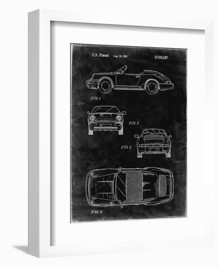 PP305-Black Grunge Porsche 911 Carrera Patent Poster-Cole Borders-Framed Giclee Print