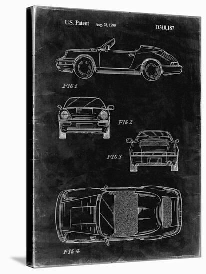 PP305-Black Grunge Porsche 911 Carrera Patent Poster-Cole Borders-Stretched Canvas