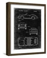 PP305-Black Grunge Porsche 911 Carrera Patent Poster-Cole Borders-Framed Giclee Print