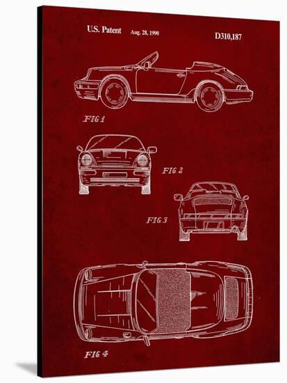PP305-Burgundy Porsche 911 Carrera Patent Poster-Cole Borders-Stretched Canvas