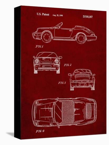 PP305-Burgundy Porsche 911 Carrera Patent Poster-Cole Borders-Stretched Canvas