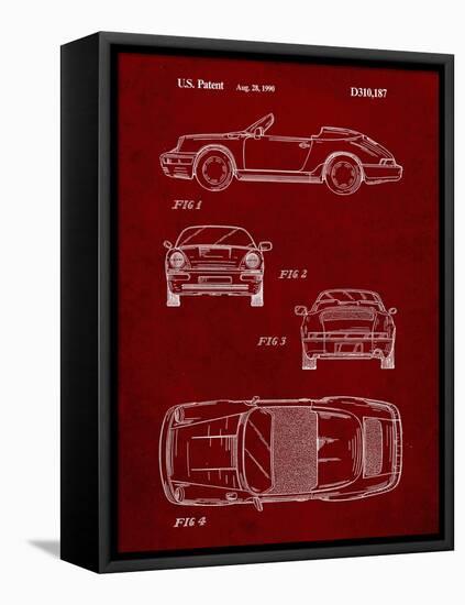 PP305-Burgundy Porsche 911 Carrera Patent Poster-Cole Borders-Framed Stretched Canvas