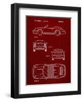 PP305-Burgundy Porsche 911 Carrera Patent Poster-Cole Borders-Framed Giclee Print