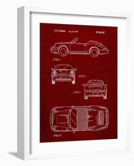 PP305-Burgundy Porsche 911 Carrera Patent Poster-Cole Borders-Framed Giclee Print